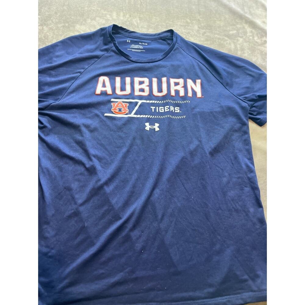 Under Armour Mens XL The Tech Tee Short Sleeve Shirt Navy Blue AU Auburn Tigers